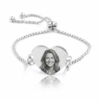 Bracciale con ciondolo cuore e fotoincisione o scritta personalizzata